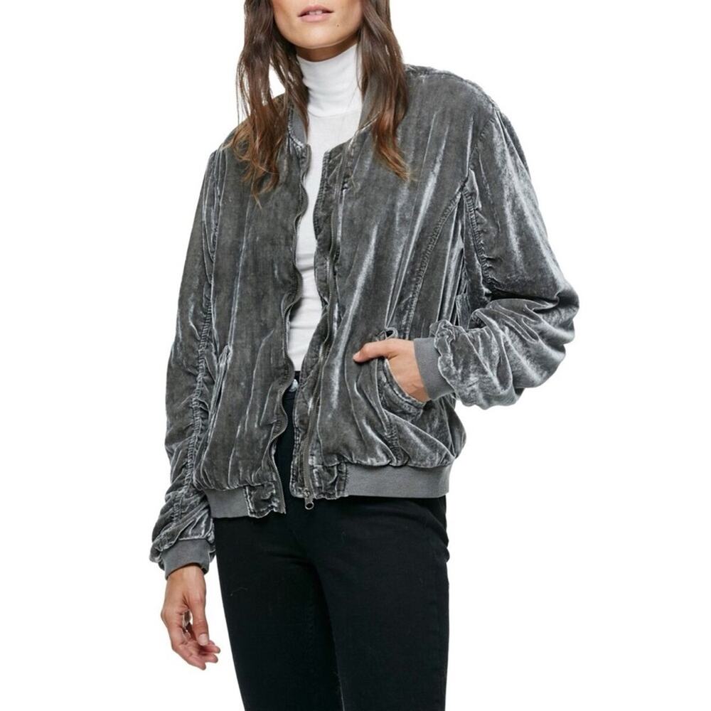 Free People Ruched Velvet Bomber